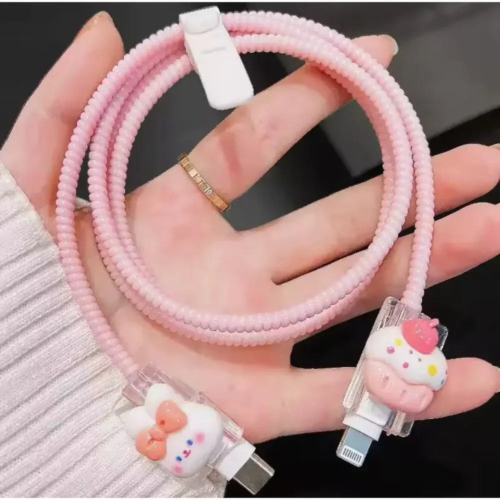 Cute Pink cake and Bunny iPhone CHarger Protector P14